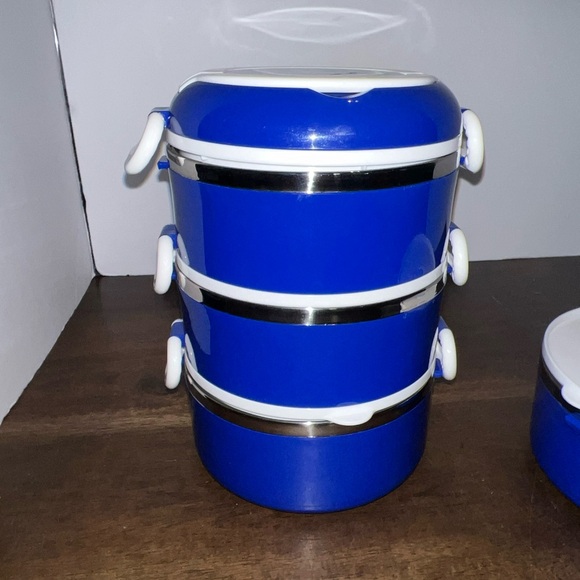 WW Weight Watchers Blue Lunch Tote Box Bento Style Set Stackable Containers - Picture 4 of 6